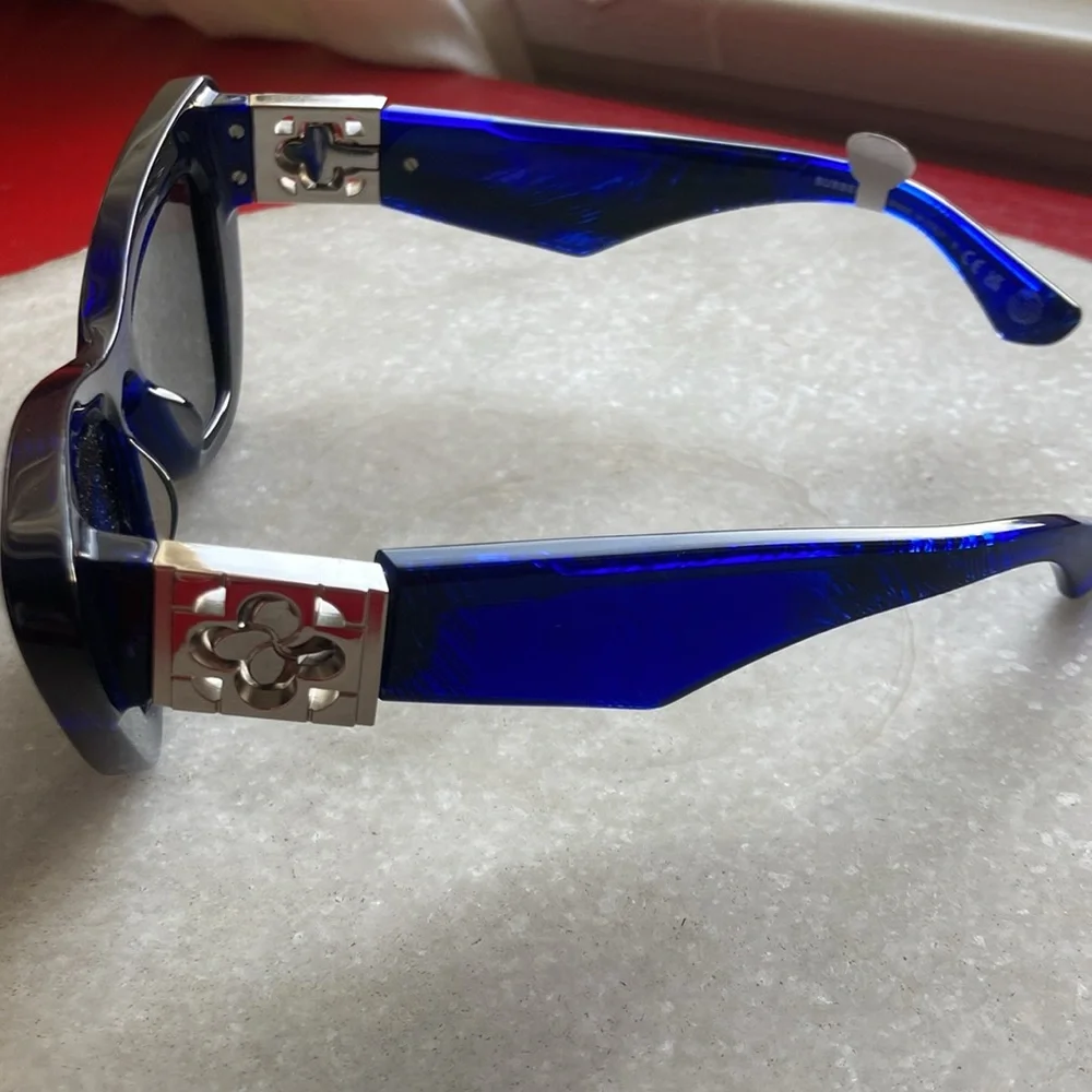 2025 Burberry Rose Blue Cateye Glasses x Silver Hardware NWT
